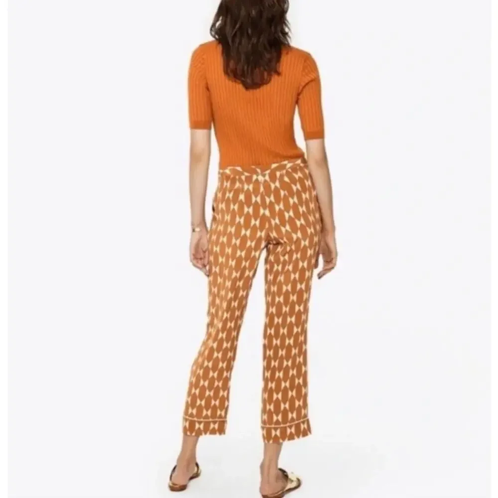 TORY BURCH Devi Pant in Gold Diamond Tile Size Women's 4